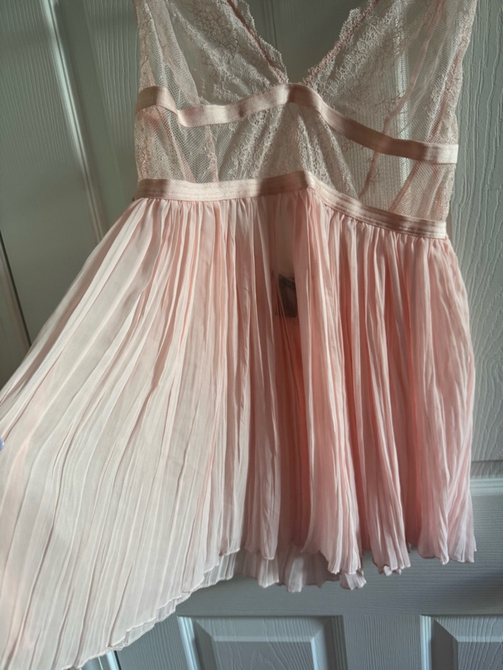 NWT Victoria's Secret Chiffon Pleated Babydoll Lingerie Pink L - Picture 6 of 15